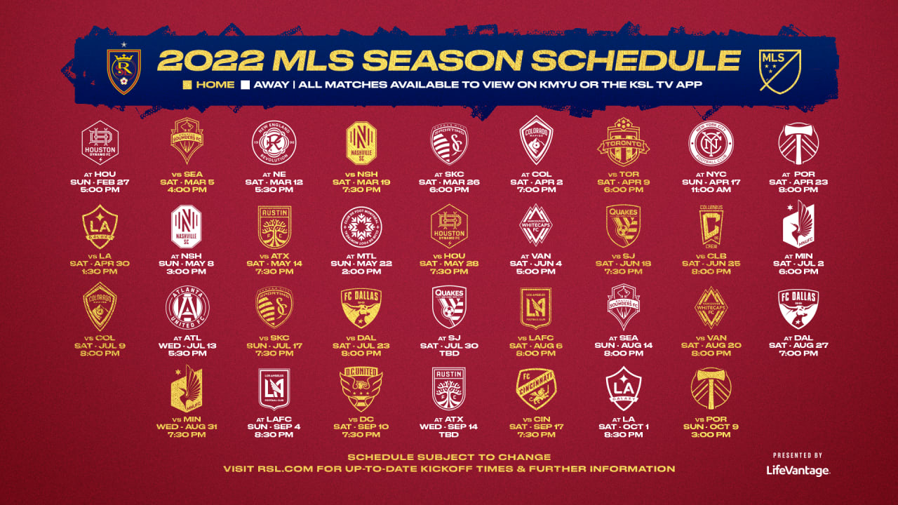 Mls Schedule 2022 Rsl Announces 2022 Mls Regular Season Schedule | Real Salt Lake