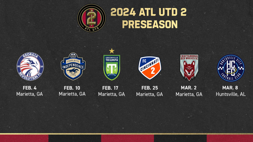 Atlanta United 2 announces 2024 preseason schedule