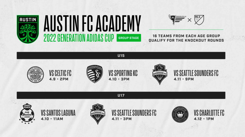 Austin FC Academy Teams To Compete at Generation adidas Cup
