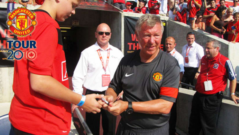 Manchester United manager Sir Alex Ferguson signed autographs at Toyota Park.