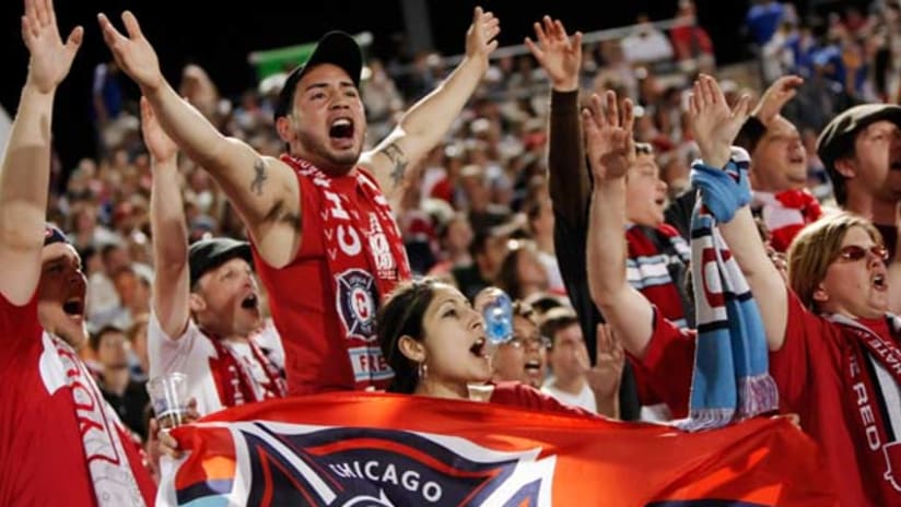 Fire fans cheer on their team in the second half
