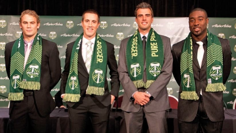 Forward Eddie Johnson (far left) had standout seasons for Austin Aztex before signing with Portland Timbers