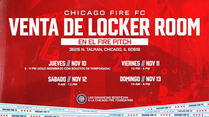 Chicago Fire FC Organizará su Venta Anual de Vestidor en el Fire Pitch del 10 al 13 de Noviembre 
