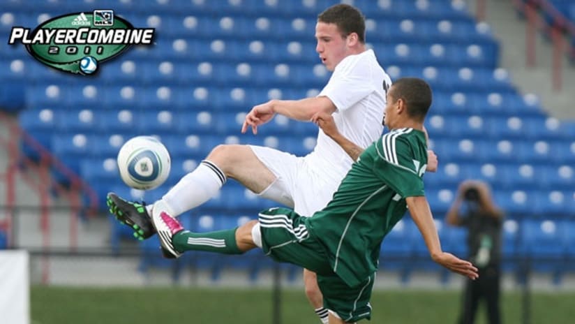 Englishman John Rooney tallied his first goal of the MLS Combine on Monday to help lead AdiPure past Jabulani, 2-0