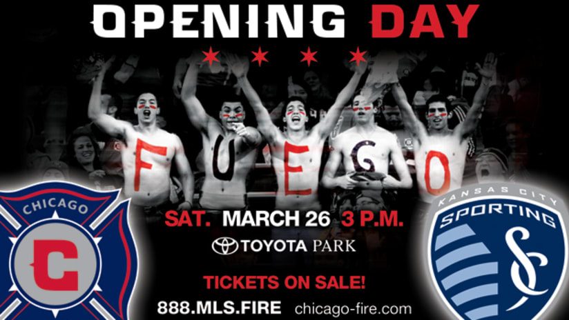 The Fire host Opening Day at TOYOTA PARK against Sporting Kansas City on Saturday, March 26th at 3:00 PM CT