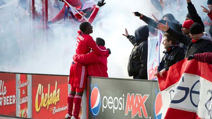 Jalil Anibaba embraces the Fire faithful