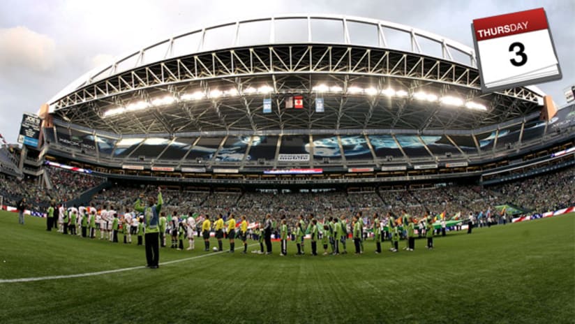 Seattle opened their inaugural MLS season at home in a win against New York.