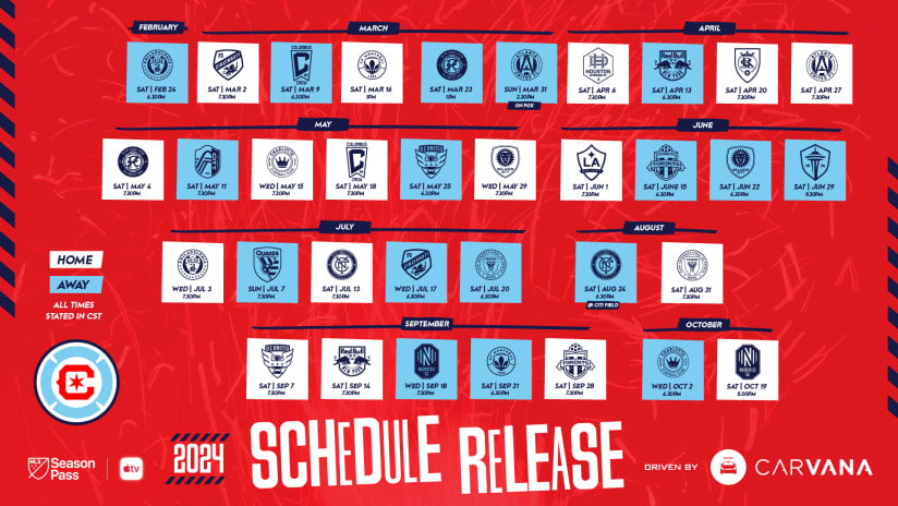 Chicago Fire FC Anuncia el Calendario de la Temporada Regular de la MLS 2024 