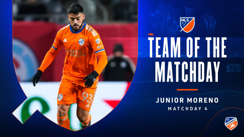 Junior Moreno named to MLS Team of the Matchday for Matchday 4