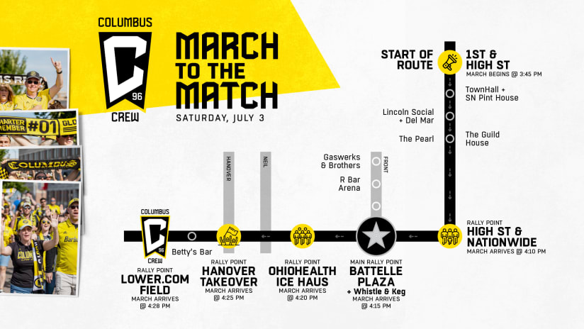 Announcing the official 'March to the Match' on July 3 for Inaugural Match at Lower.com Field