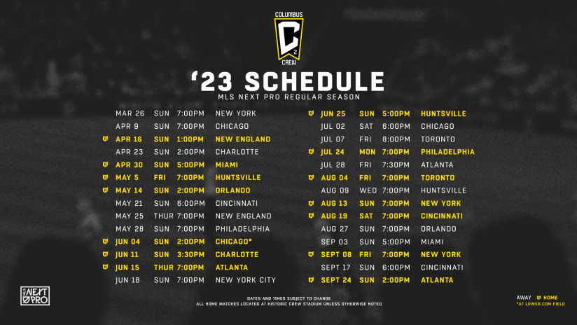 Columbus Crew 2 Unveils 2023 season schedule 