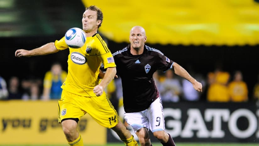 Chad Marshall defends against the Rapids
