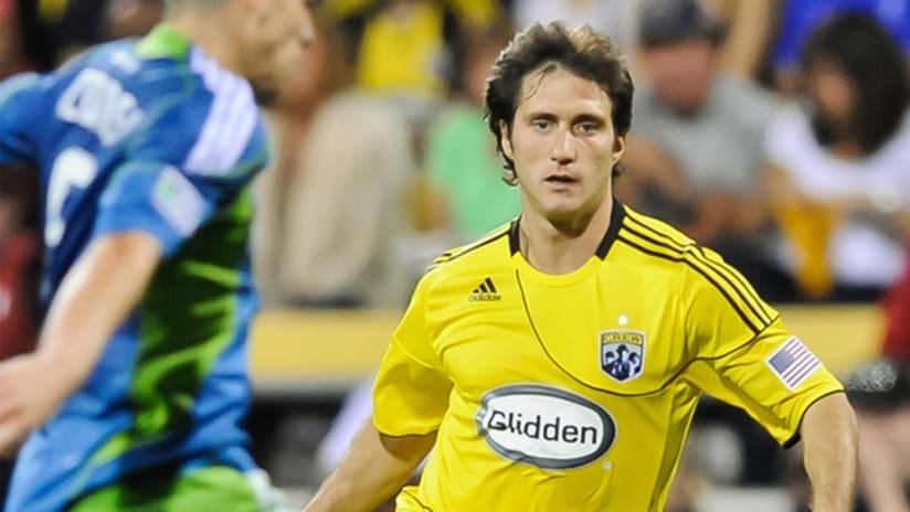 Guillermo Barros Schelotto leads the Crew with seven goals this season, but his scoring woes are a concern to coach Robert Warzycha.