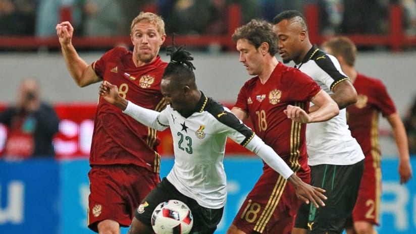 Harrison Afful with Ghana vs Russia