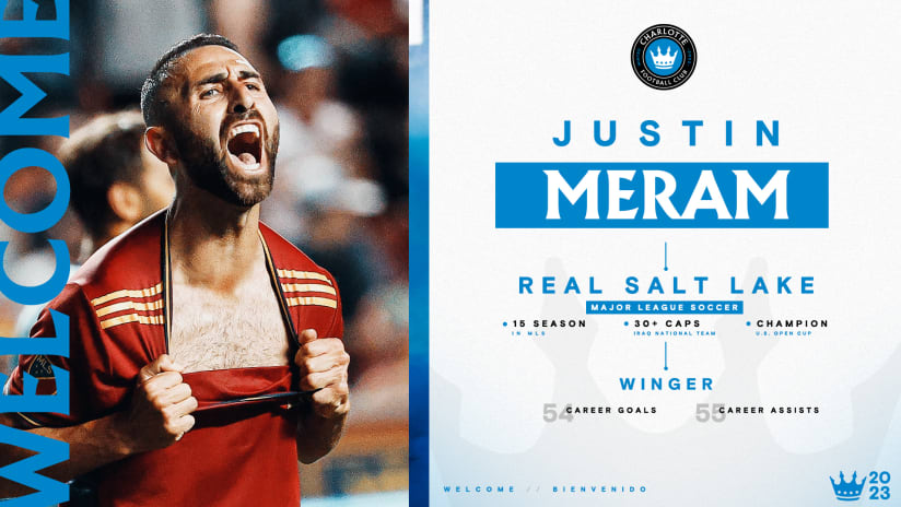 Charlotte FC Acquires Forward Justin Meram from Real Salt Lake in Exchange for $200,000 General Allocation Money