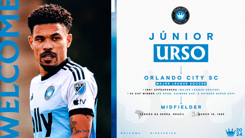 Charlotte FC Signs Midfielder Júnior Urso