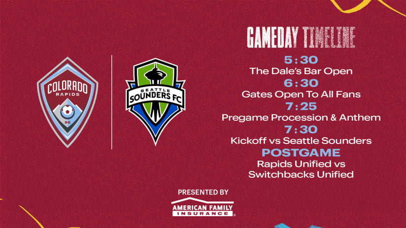 Gameday Guide | Your complete guide to the Rapids' midweek doubleheader with Seattle Sounders and Switchbacks Unified 