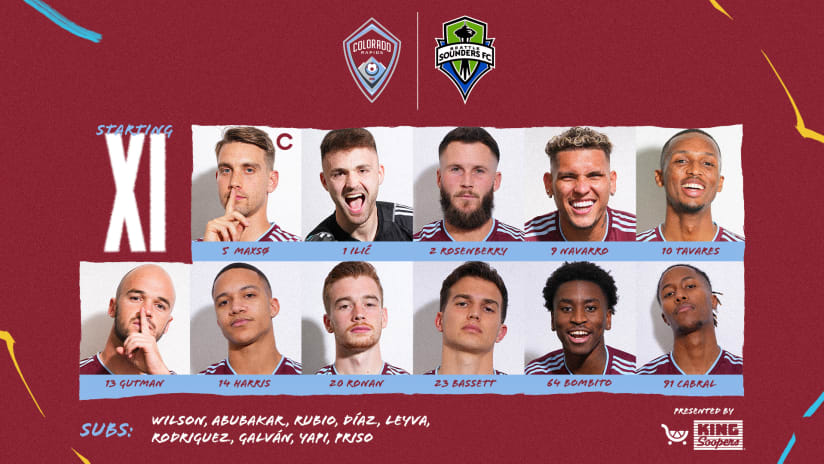 Roster Notes | Colorado Rapids vs. Seattle Sounders
