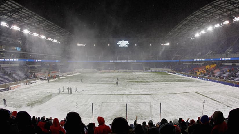 Red Bull Arena in the snow