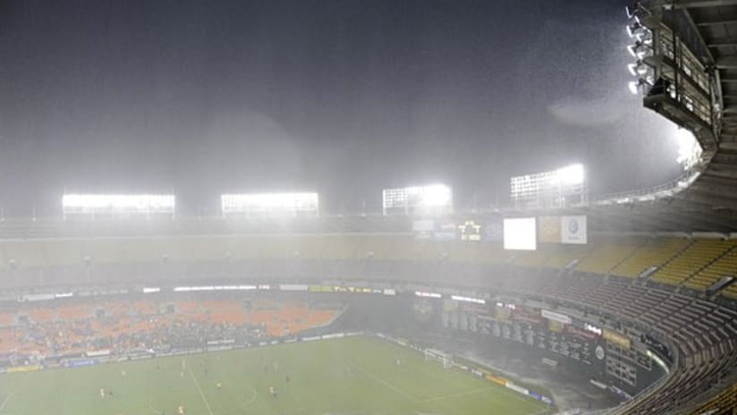 RFK Stadium - rain - Washington Post photo
