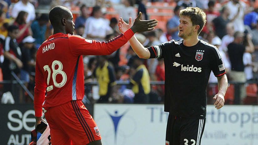Bill Hamid and Bobby Boswell - high five - 2014