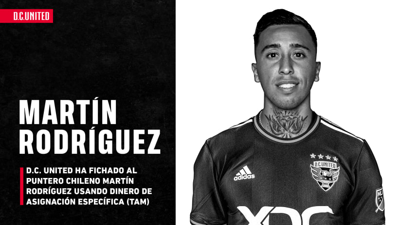 D.C. United ha fichado al puntero Chileno Martín Rodríguez usando Dinero de Asignación Específica (TAM) 
