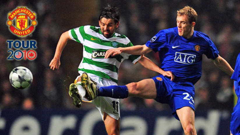 Darren Fletcher and Manchester United tussle with Celtic in Toronto tonight.