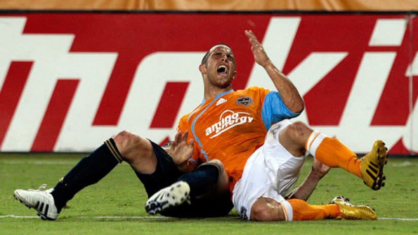 Danny Cruz (right) and the Houston Dynamo return to action on Wednesday night at Red Bull Arena.
