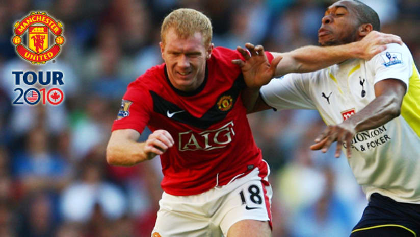 Paul Scholes and Manchester United arrived in the United States on Monday.