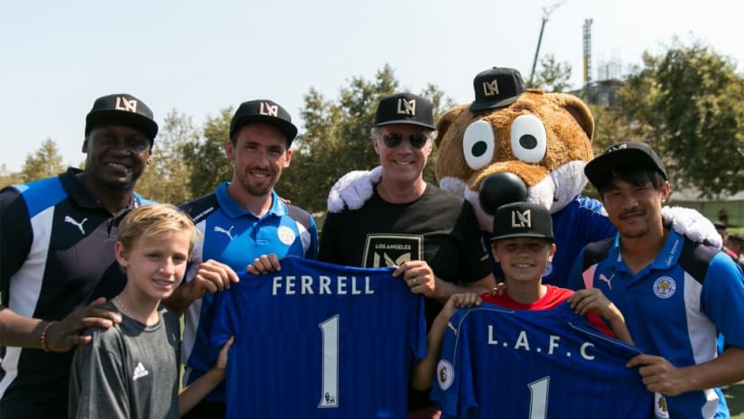 Will Ferrell With Leicester City Shirts, Hats, Mascot