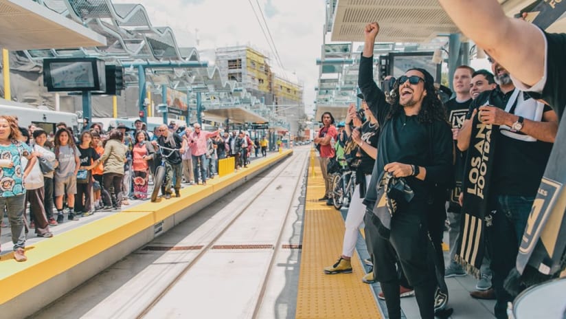 LAFC Fans Stand On Metro Platform Cheering Pat 2016 IMG