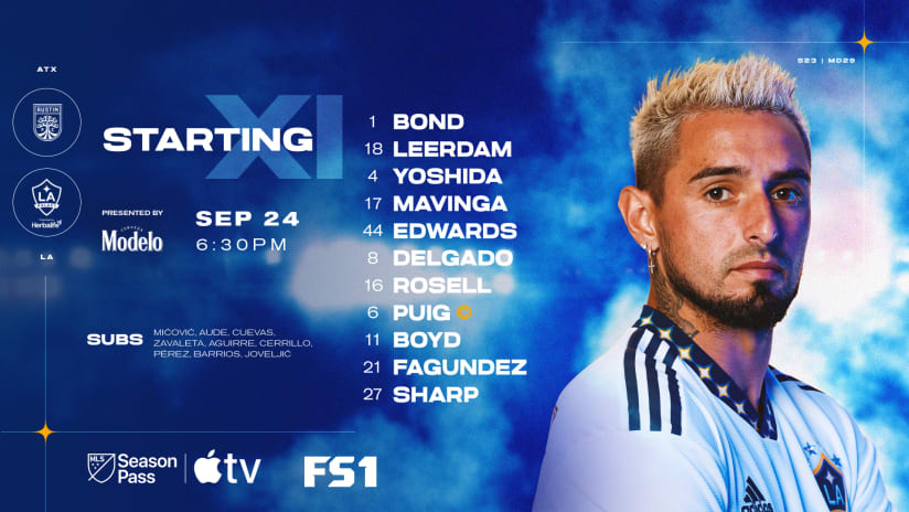 Starting XI presented by Modelo: LA Galaxy at Austin FC | September 24, 2023