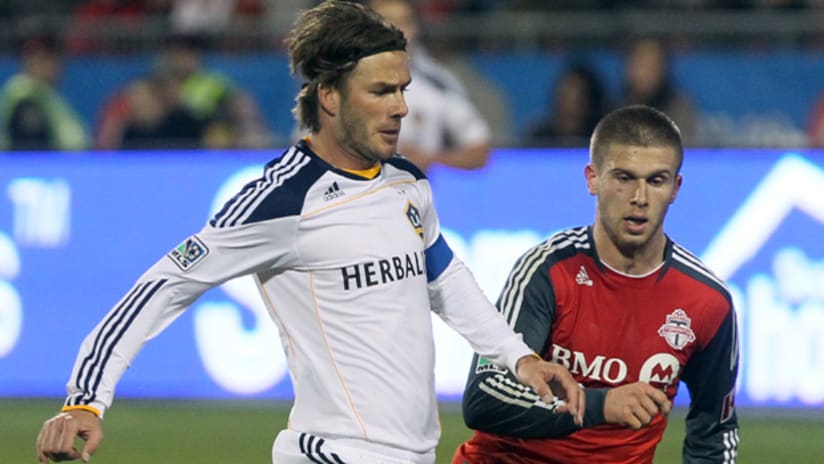 David Beckham saw his fifth yellow card of the season against Toronto FC on Wednesday night