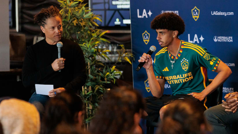 The LA Galaxy hosted Lakewood High School students for a panel on DEI, moderated by Cobi Jones