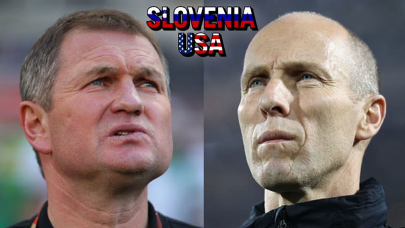 Slovenia's Matjaž Kek (left) and US boss Bob Bradley will match wits on Friday.