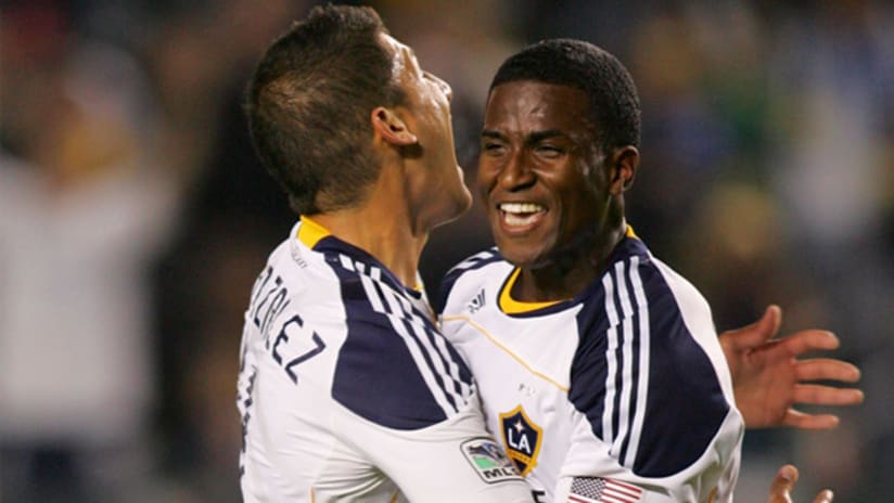 The Galaxy's Edson Buddle (right) has been named MLS Player of the Month for April.