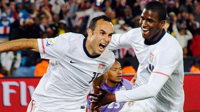 Edson Buddle was the first player to celebrate the historic winner scored by teammate Landon Donovan