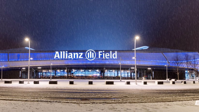 Allianz Field in the Snow at Night