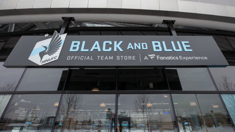 Black and Blue Team Store Sign