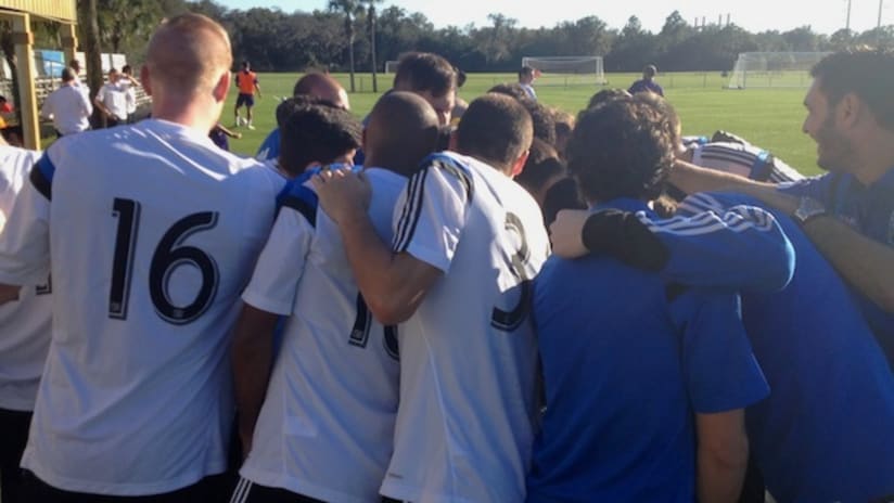 Team huddle Friendly vs Orlando City SC Preseason 2014