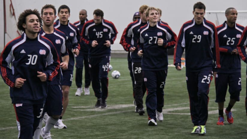 The Revs get in some running during their first day of training for 2011