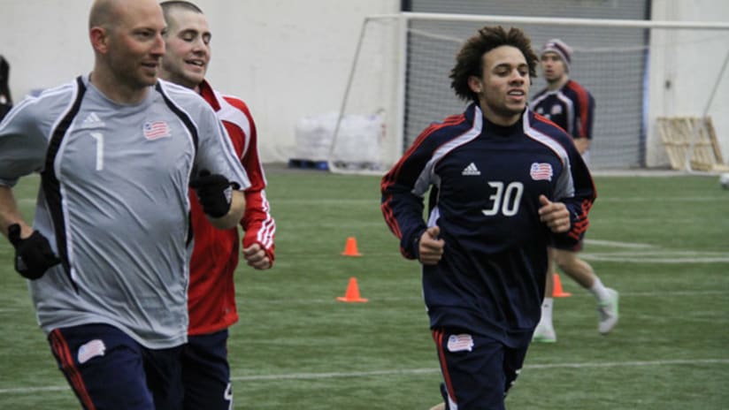 Matt Reis, Kevin Alston at the Revs first day of training for 2011