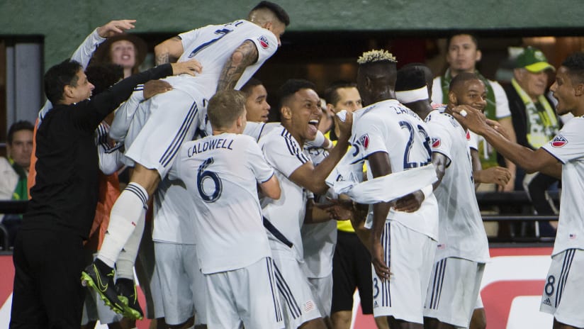 Goal celebration at Portland Timbers (2019, Colonial)