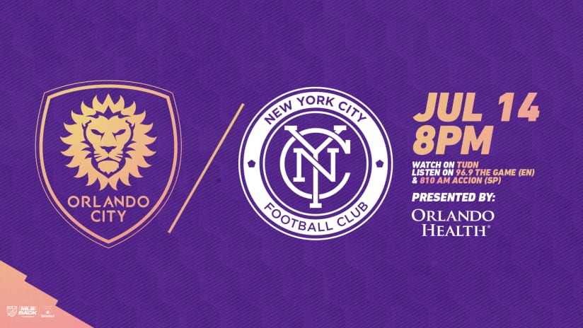 Orlando City Takes on NYCFC in Second Match of MLS is Back Tournament