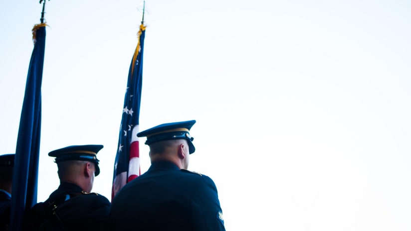 Marine Corps honor guard, USA Flag