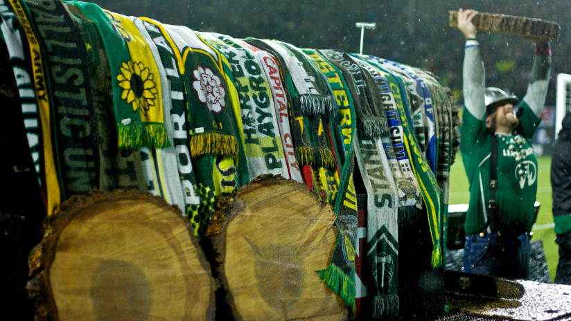 Log and scarves, Timbers vs. DCU, 5.3.14