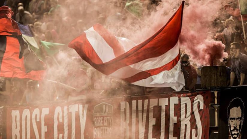 Rose City Riveter flags