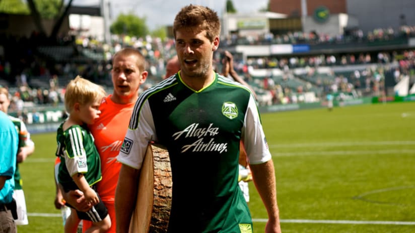 David Horst with log, Timbers vs. Seattle, 6.24.12