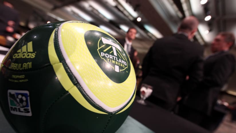 Timbers Soccer Ball at 2011 SuperDraft