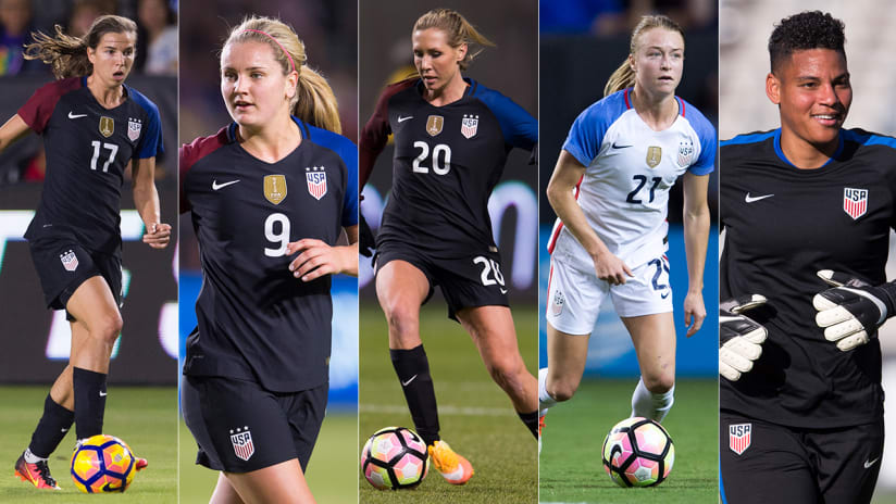 Heath, Horan, Long, Sonnett and Franch, USWNT
